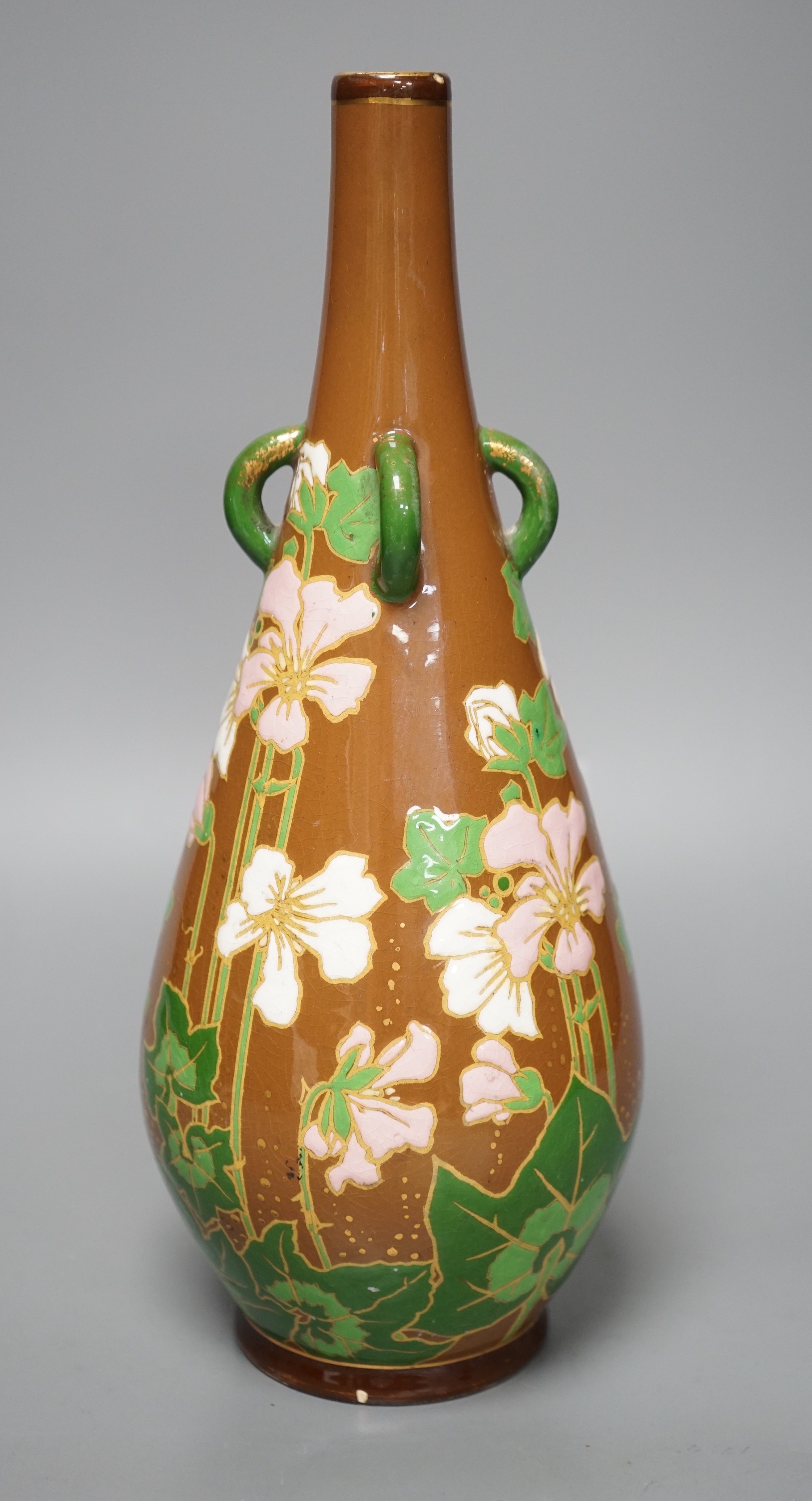 A Belgian Art Nouveau pottery vase, 32cm